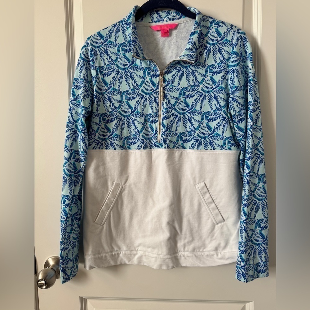 Lilly Pulitzer Size Small UPF 50+ Asher Popover Long Sleeve Whisper Blue